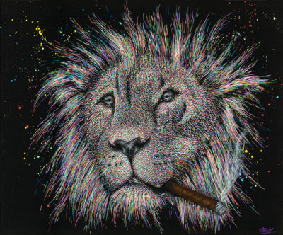 Tableau Gringo, impression sur plaque alluminium, tableau lion coloré contemporain
